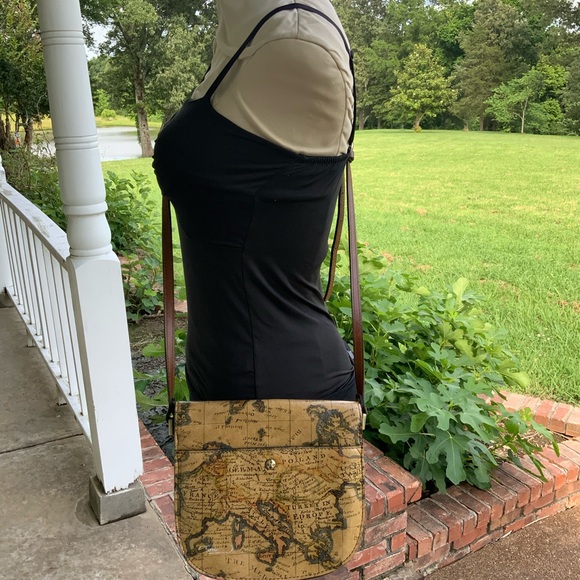 Patricia Nash Brinlee Saddle European  Map Crossbody Bag+ MATCHING COIN PURSE - Picture 4 of 14